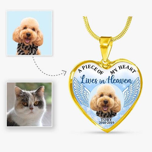 "A Piece of My Heart Lives In Heaven" Unique Pet Memorial Custom Necklace