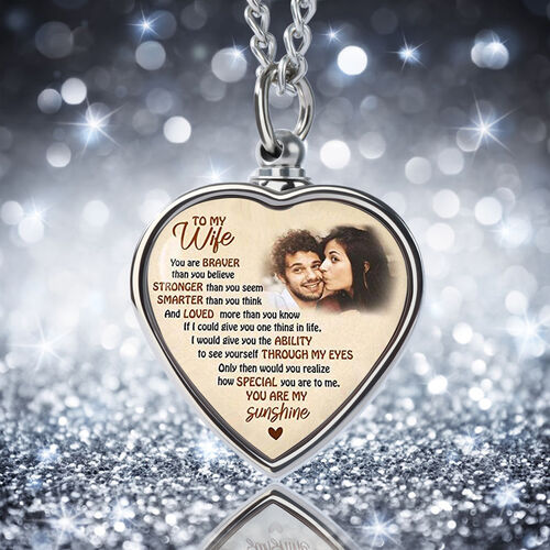 "Meine Frau ist mein Sonnenschein" Personalisierte Bild Urne Halskette