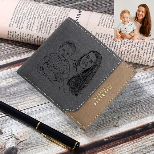 Personalized Matte Men's Wallet Custom Family Photo Heartwarming Gift