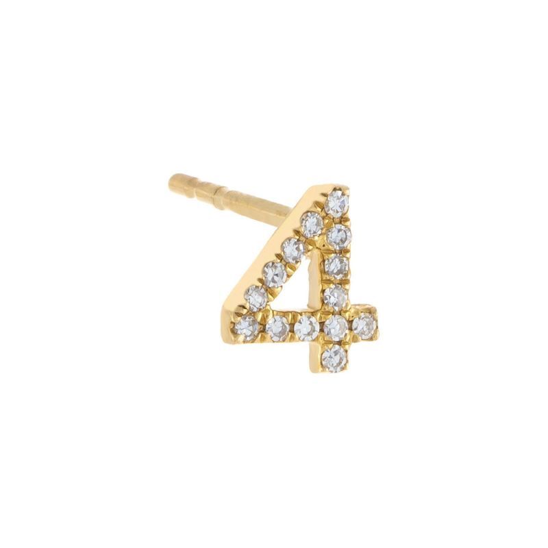 Personalized Diamond Number Stud Earrings