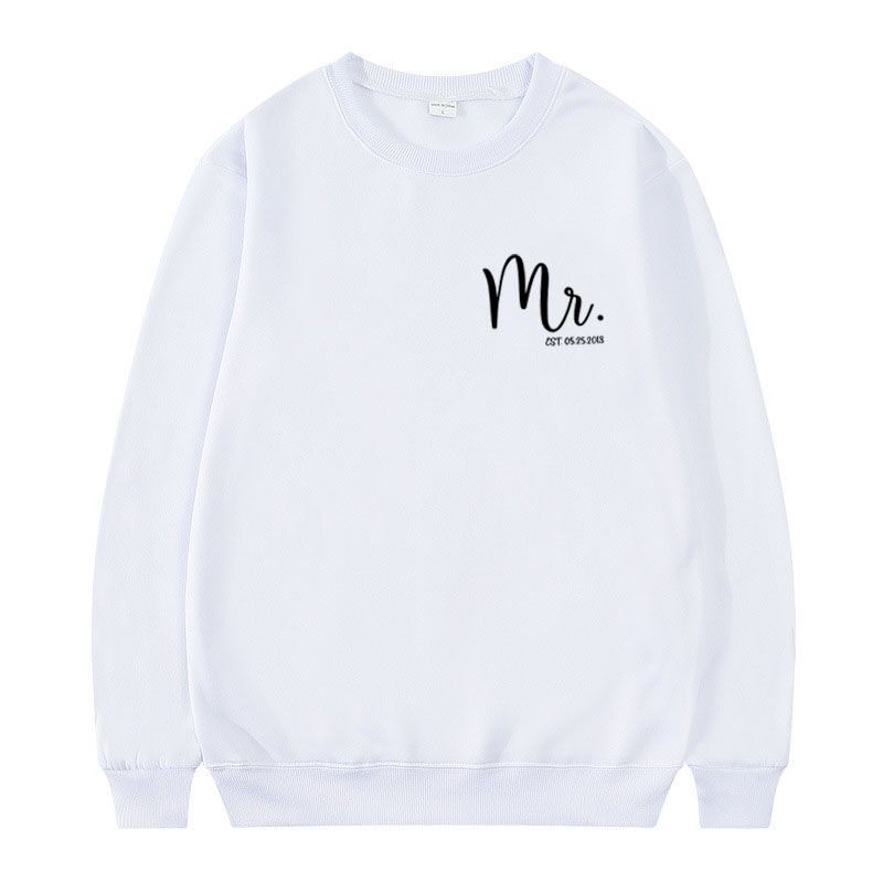 Personalized Sweatshirt Custom Date with Mr Logo Design Simple Unique Gift for Husband
