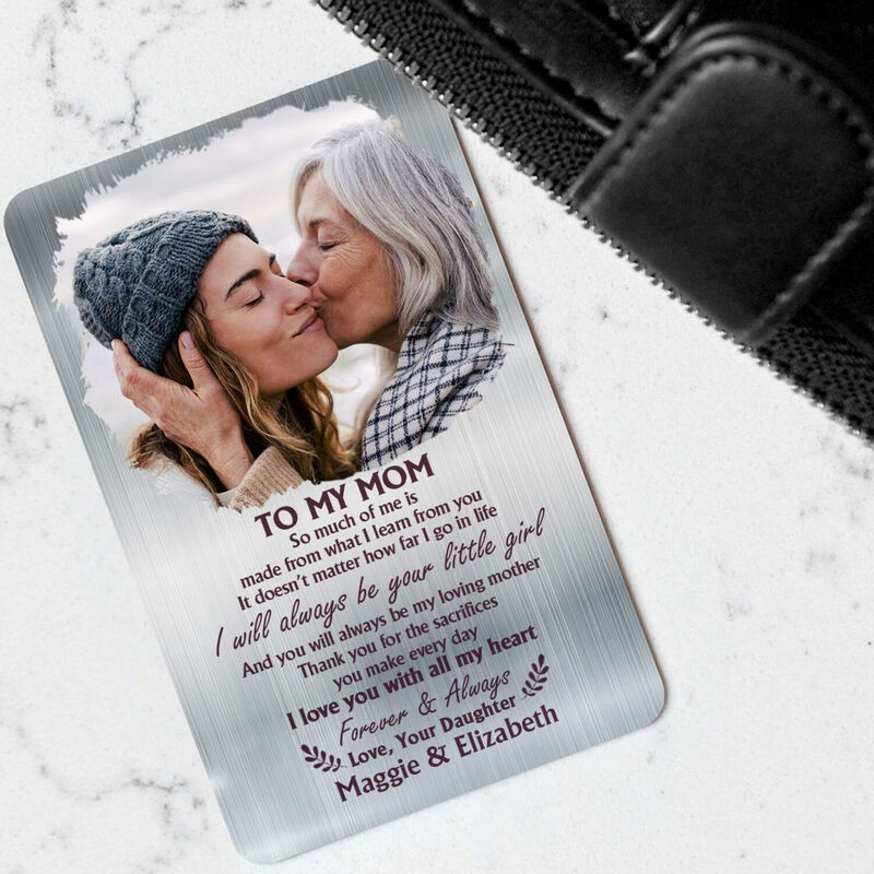 Personalized Aluminum Wallet Card Customized Photo Warm Gift For Mom