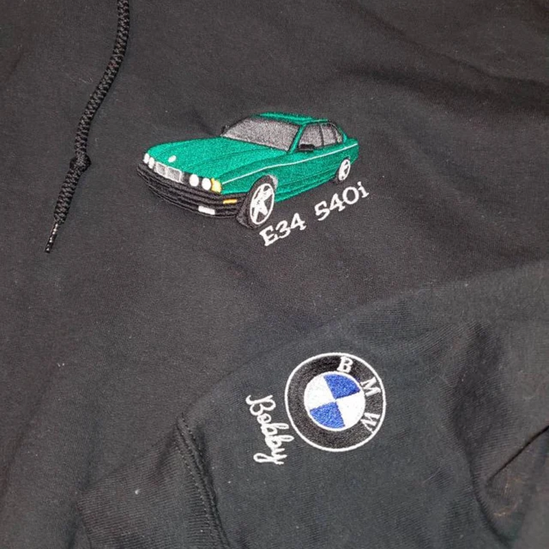Personalized Hoodie Embroidered Custom Car Photo with Optional Logo Perfect Gift for Car Lovers