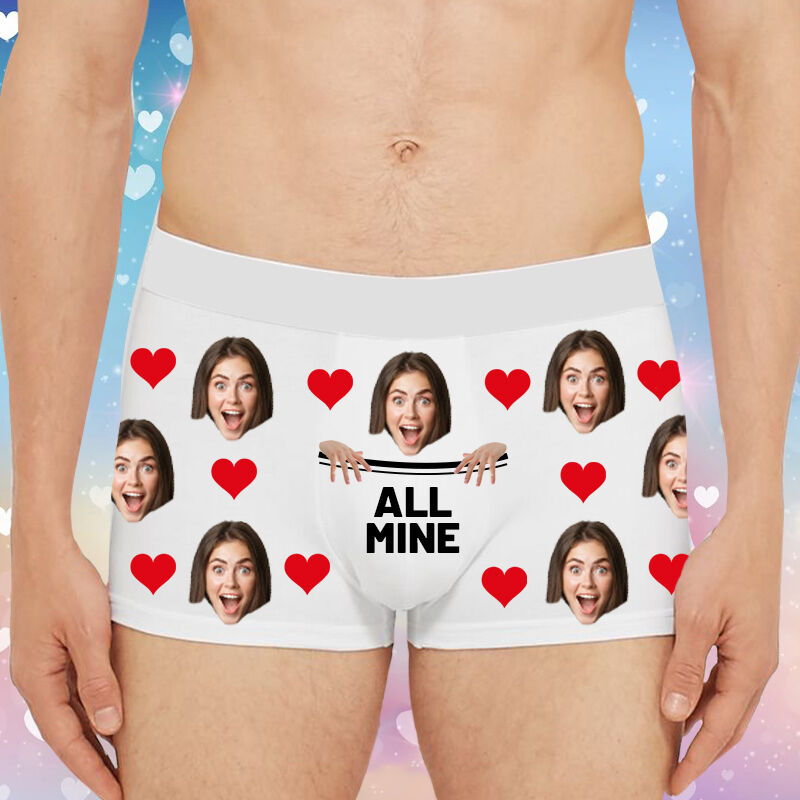 Personalisierte Foto Herrenunterwäsche Boxershorts Lustiges Geschenk zum Valentinstag "All Mine"