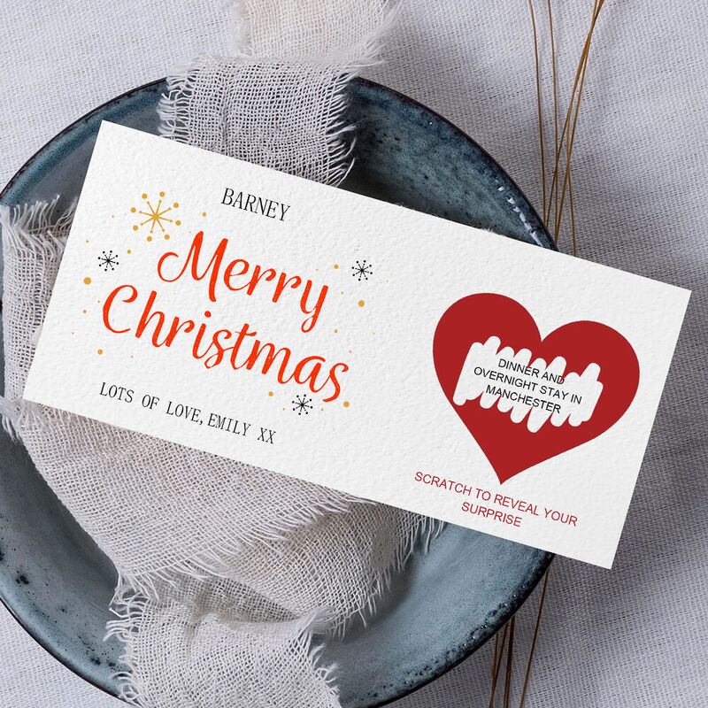 Carte à gratter personnalisée avec message secret personnalisé, parfaite pour un cadeau de Noël surprise