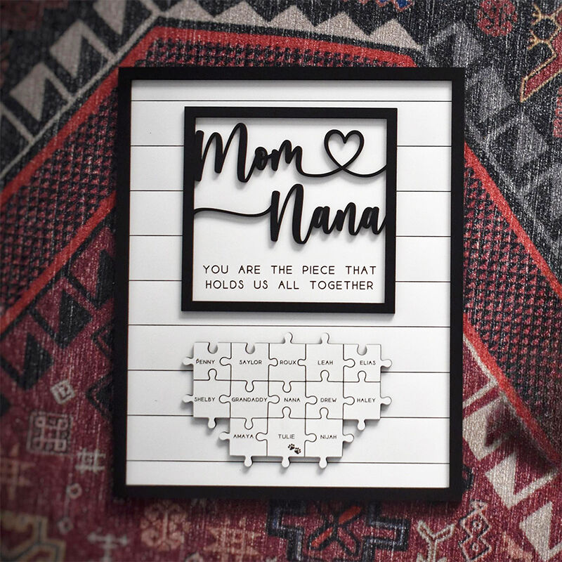 Personalized Name Puzzle Frame Mom and Nana Sign Warm Design Exquisite Gift for Mother's Day