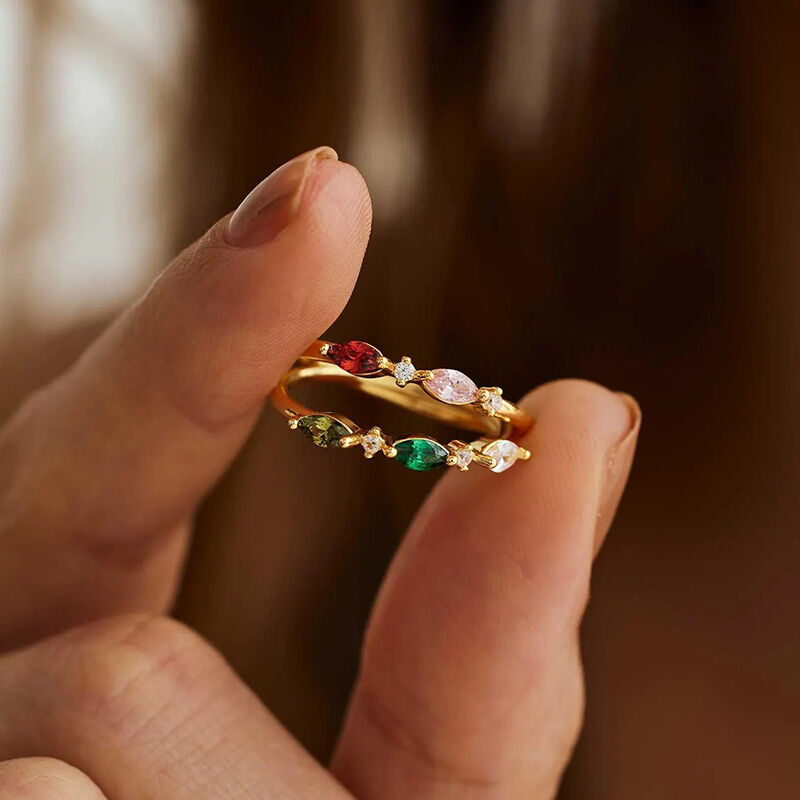 Gepersonaliseerde Verjaardagsteen Ring Eenvoudig Cadeau voor Moederdag