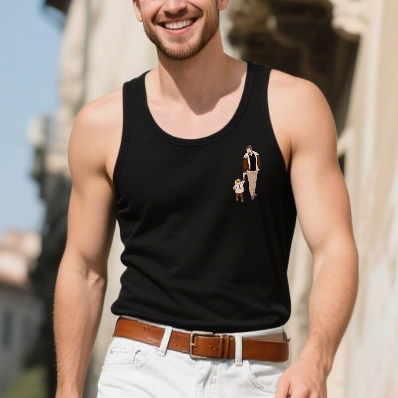 Personalized Tank Top Custom Dad and Kids Photo Design Attractive Gift for Father's Day