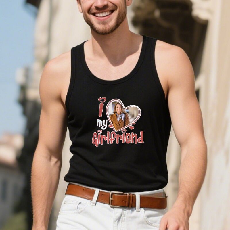 Personalized Tank Top I Love My Girlfriend and Boyfriend Custom Photo Perfect Gift for Lovers