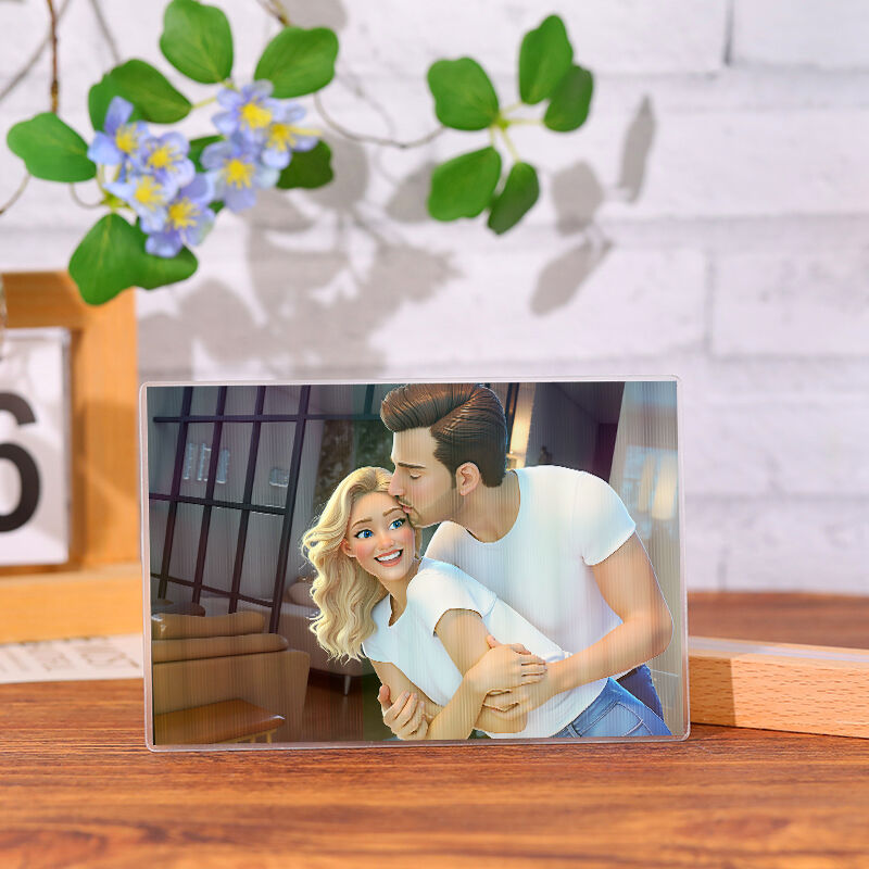 Gepersonaliseerde acryl fotoraster met kaart Creatief cadeau voor koppels