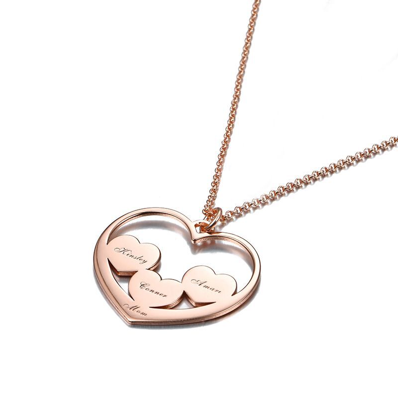 Heart in Heart Mom Necklace with Kids Name
