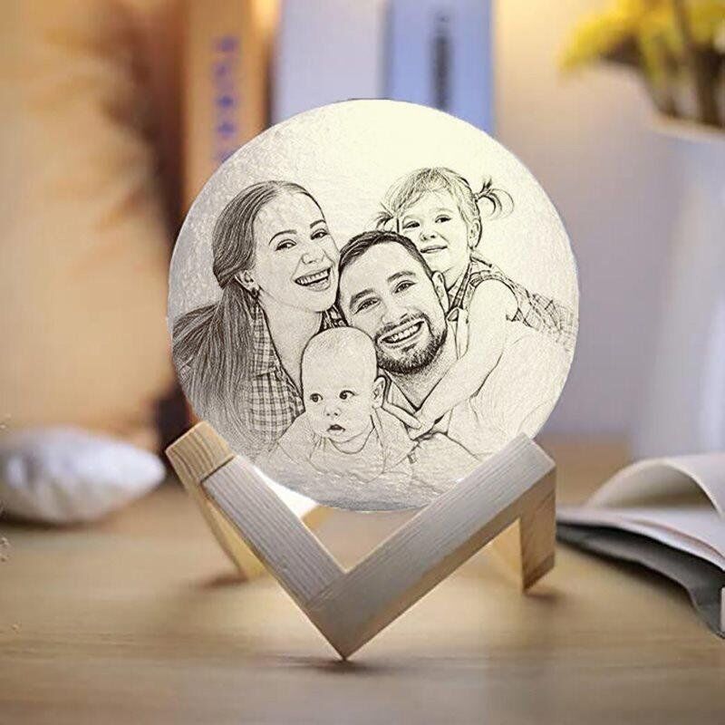 Custom Moon Lamp-We Are a Family-Touch 2 Colors-Gift for Family