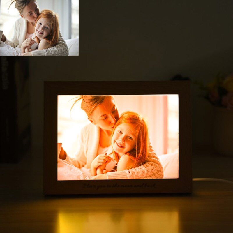 Lampe à photos avec cadre en bois Personnalisé - Mon bébé enfant- Cadeau pour enfant