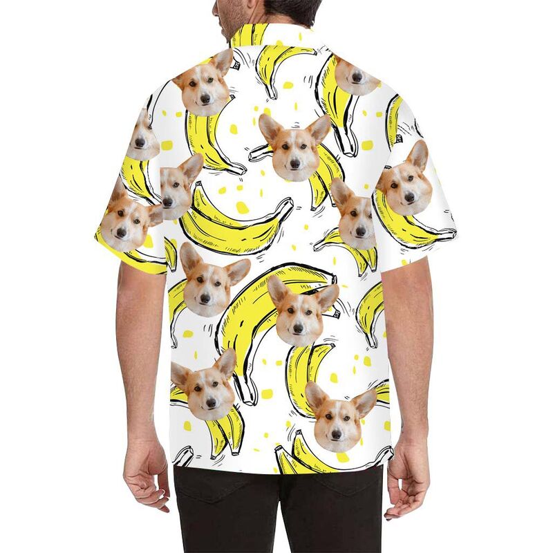 Chemise hawaïenne imprimée sur toute la surface, pour homme, avec visage personnalisé de Banana