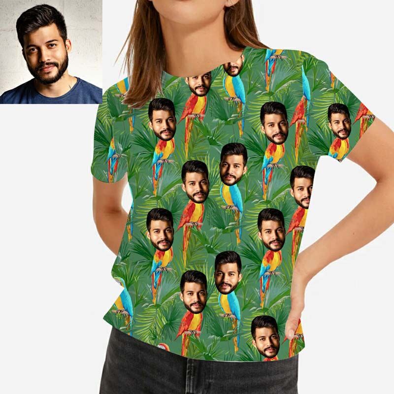 Personalized Face Hawaiian T-Shirt Printed With Kingfisher