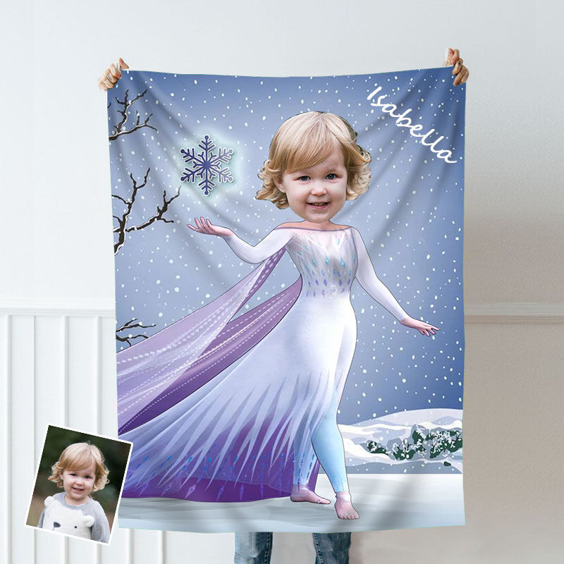 Personalized Custom Photo Blanket Painting Style Snowflake Coral Fleece Blanket
