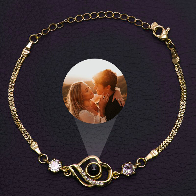 Bracelet personnalisé avec photo par projection - Doux coeur