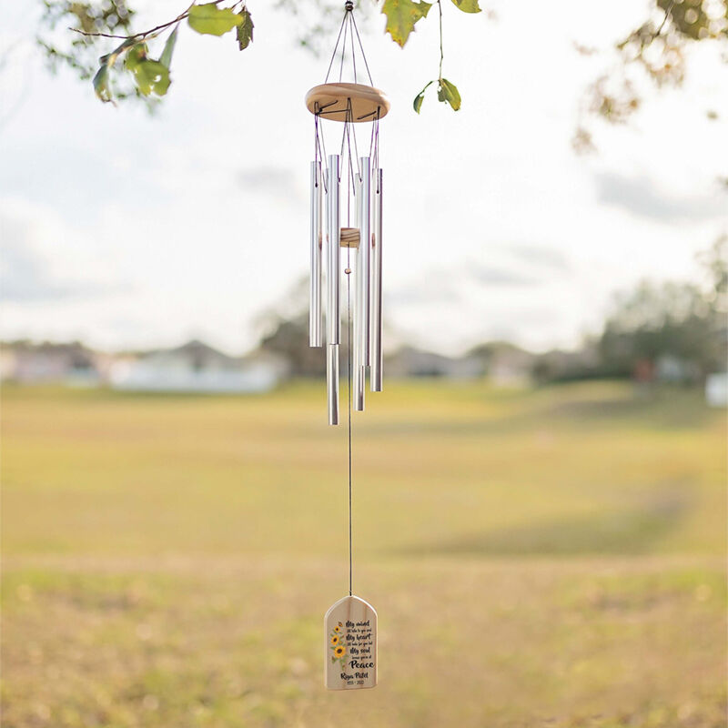 Custom Wind Chime My Mind Still Talks To You with Sunflowers Design Memorial for Loved One