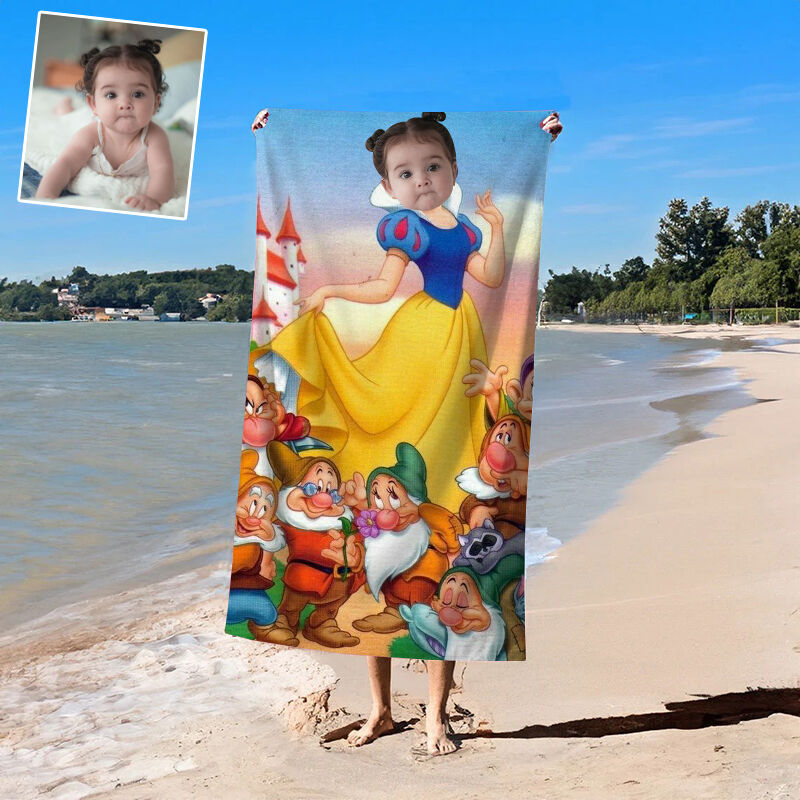 Personalized Picture Bath Towel with Beautiful Girl Pattern Creative Present for Birthday