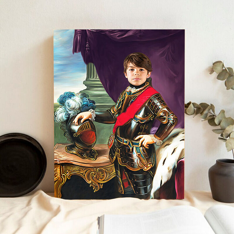 "The Boy in Armour" Custom Kid Head Photo Royal Portrait