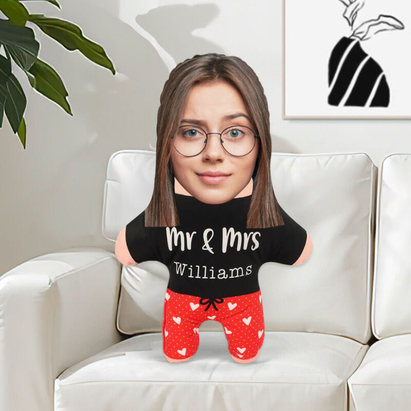 Individuelles Gesichtskissen mit Foto Name hinzufügen Jahrestag Geschenk für Paare