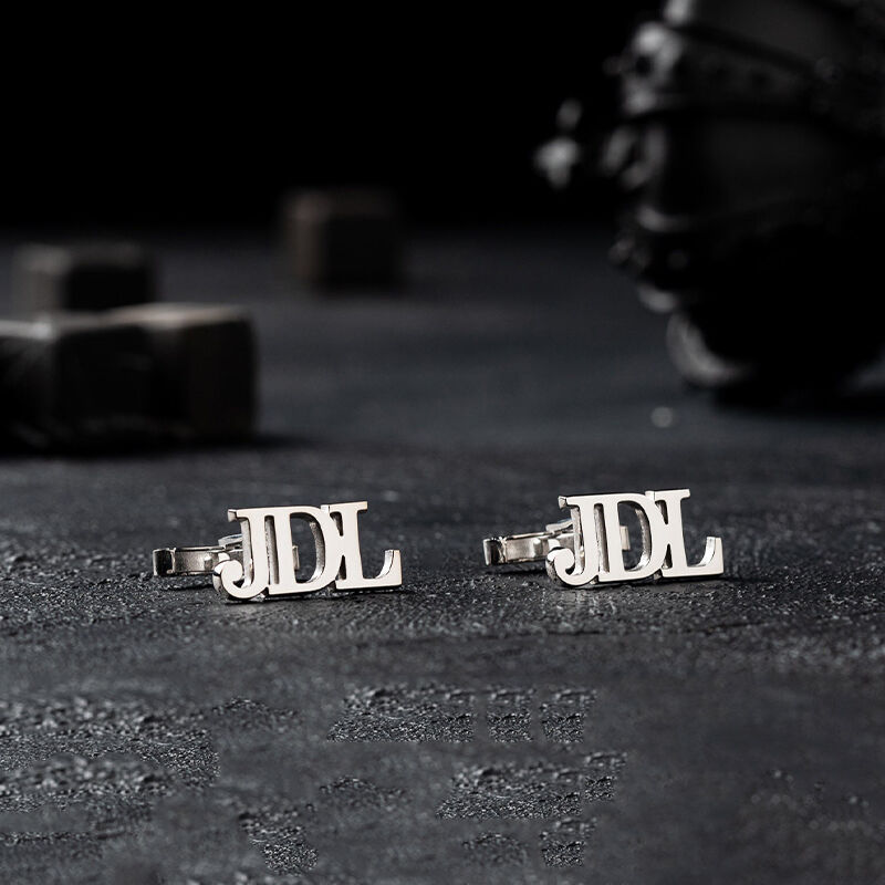 Gemelos personalizados personalizados con iniciales de tres letras, diseño sencillo, regalo elegante para él o su marido