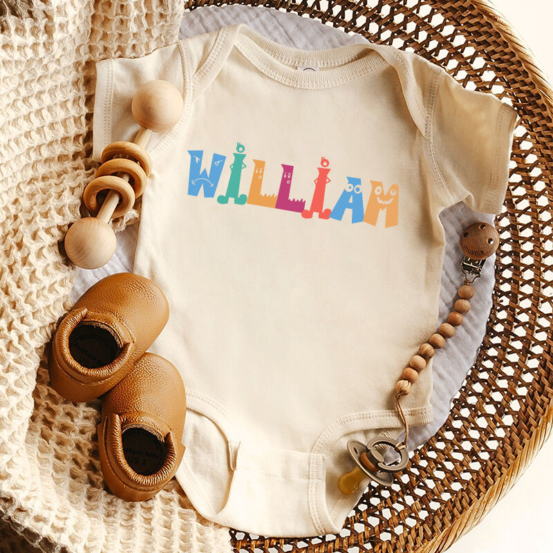 Personalisierte Baby-Strampler benutzerdefinierte Name Niedlich Monster bunte Schriftart Design Kreative Baby-Dusche-Geschenk