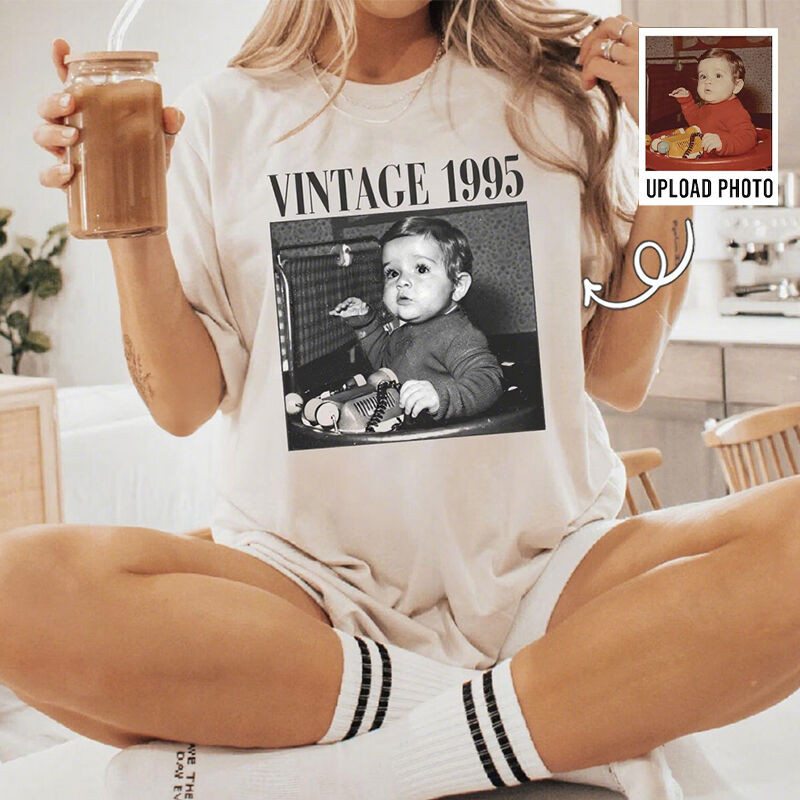 Personalized T-shirt Custom Photo Design Your Own Vintage Style Attractive Gift for Her Mom Friends