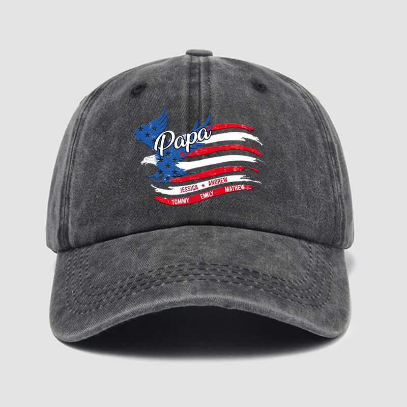 Personalized Hat Eagle Flying Custom Names Design Creative 4th Of July Gift for Family