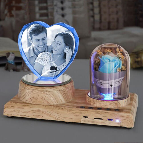 Personalized Color Crystal Light Bluetooth Speaker with Immortal Flower