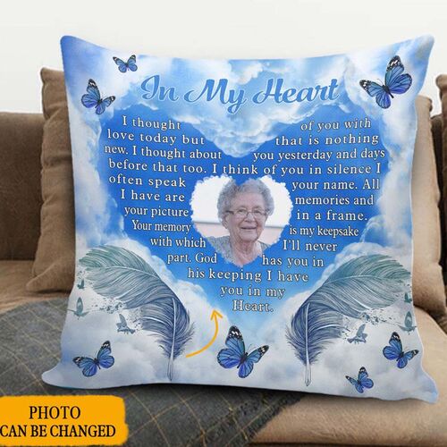 "In My Heart" Custom Photo Pillow