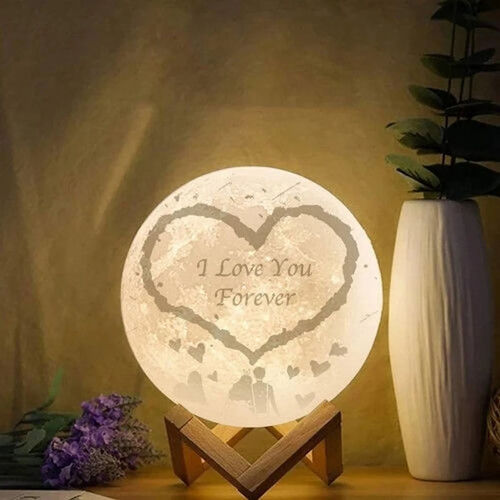 Touch 2 Colors-"I Love You Forever"3D Printed Moon Lamp For Couple