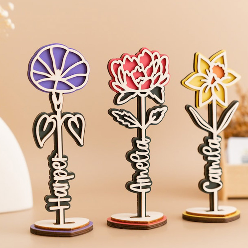 名入れ 誕生花 木製 フレーム