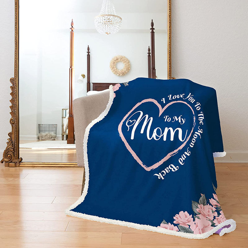 I Love You to the Moon and Back Personalized Fleece Letter Blanket From Kids for Mom