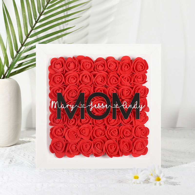 Personalisierte Rose Blume Frame Box mit Namen Rührendes Geschenk für die beste Mutter