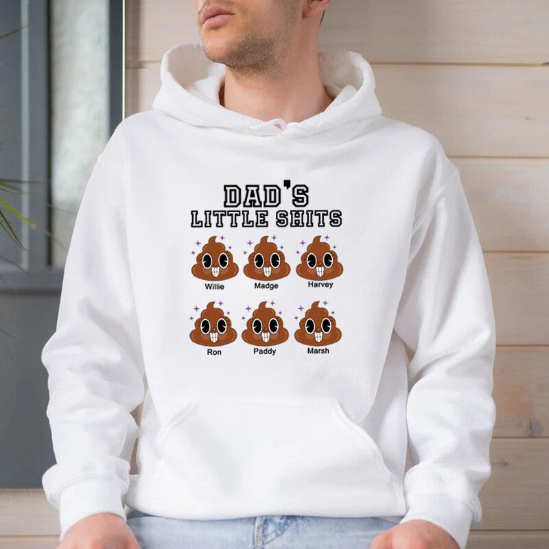 Personalized Hoodie Dad's Little Shits with Custom Name for Father's Day