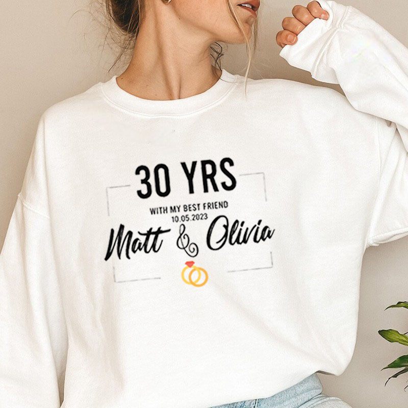 Personalized Sweatshirt with Custom Name and Date Unique Anniversary Design for Best Wife