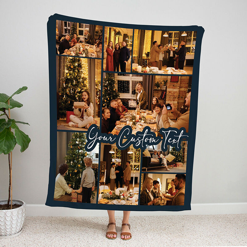 Personalized Picture Blanket with Artistic Fonts Design Style Beautiful Present for Family