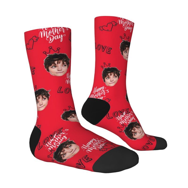 Gepersonaliseerde sokken met gezicht en LOVE tekst voor Moederdag
