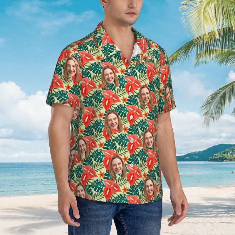 Camisa Hawaiana Personalizada Estilo Tropical Top de Vacaciones Unisex