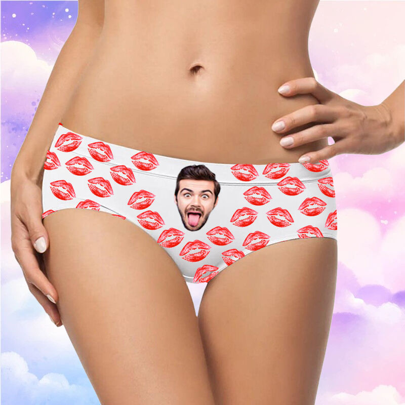 Personalized Picture Women's Underwear with Big Red Mouth Pattern Sweet Gift for Wife