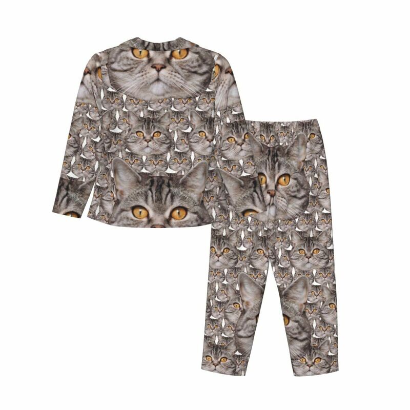 Personalisierte Pyjamas mit Katzenkopfbild vollständige Muster-Design Kreatives Geschenk für Tierliebhaber