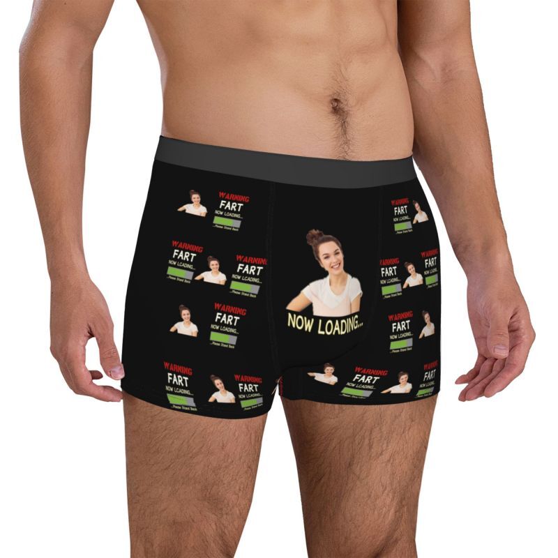 Personalisierte Foto-Männer-Unterwäsche Boxer Shorts Lustiges Geschenk für Freund "Jetzt wird geladen"