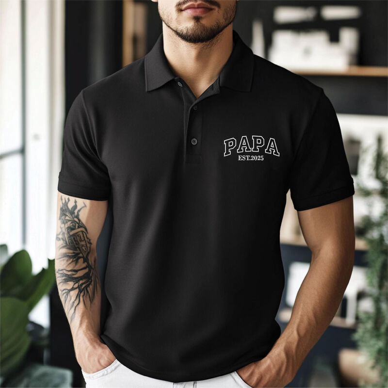Personalized Nickname Embroidered Polo Shirt with Custom Date Perfect Gift for Family