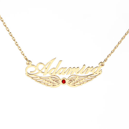"Angel Wings" Personalisierte Namenskette mit Geburtsstein