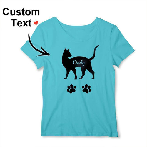 Custom Name Text T-shirts Cat's Paw Unique Gifts for Women's