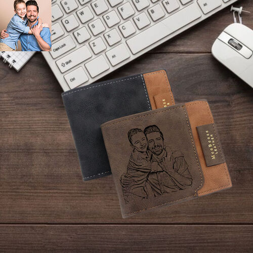 Personalized Simple Tri-Fold Men's Wallet Custom Family Photos for Husband