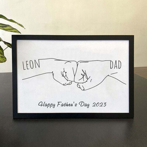 Personalized Hand Drawn Father & Son Art Frame Gift for Father