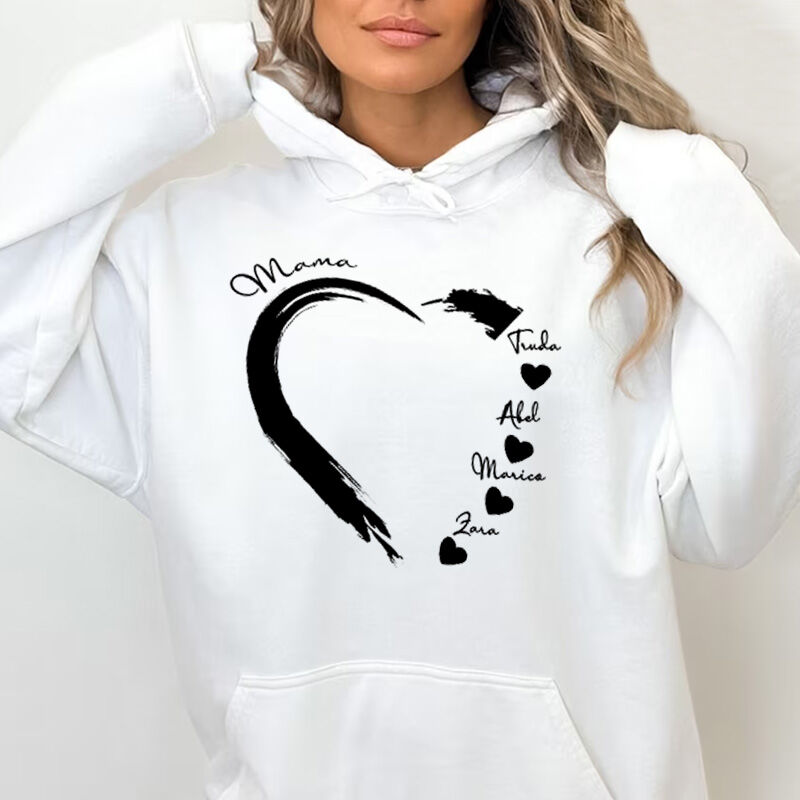 Personalized Hoodie with Custom Name of Heart for Mother's Day