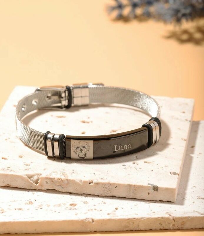 Personalized Stainless Steel Simple Men Bracelet Custom Photo and Name